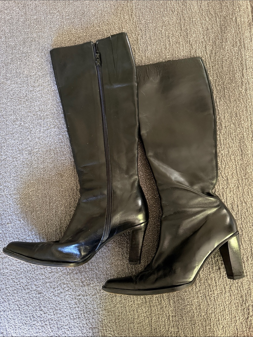 Banana Republic Black Leather Knee-High Heeled Boots
